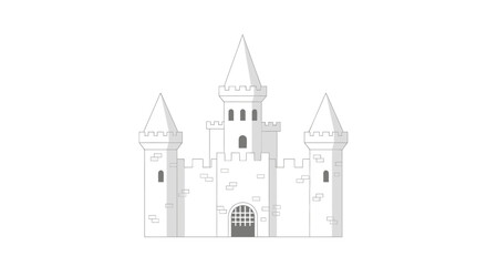 Obraz premium Simple castle illustration in flat design style with towers and gates, perfect for storybooks or children's content