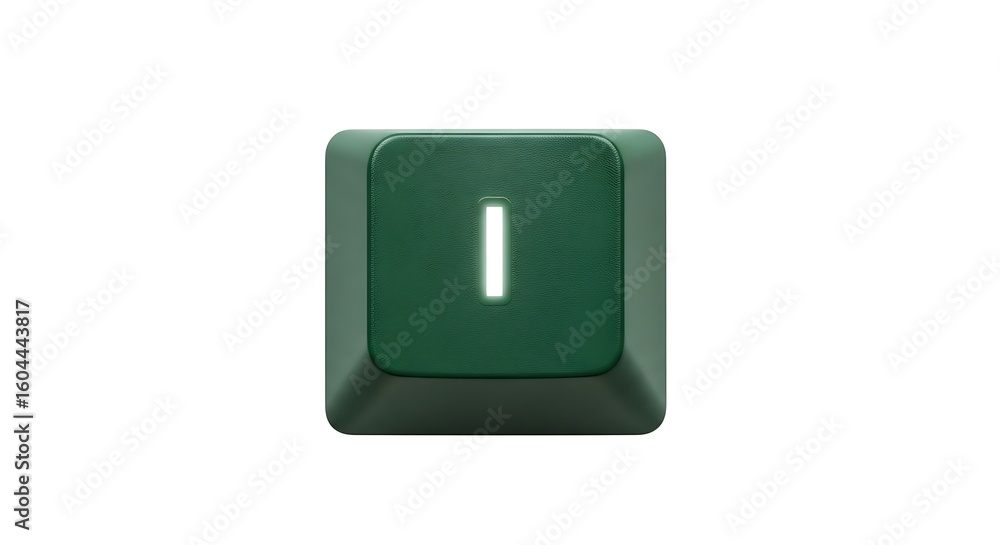 Poster close-up of a green 'i' keycap from a computer keyboard