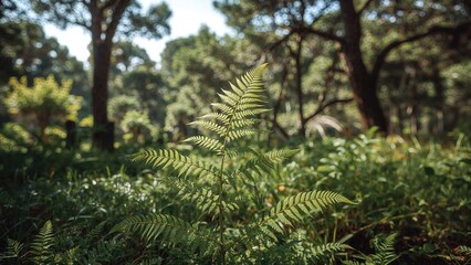 Lush fern near the coastal area