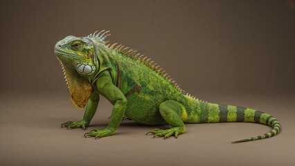 Fototapeta premium Female Iguana (Iguana Iguana) Displayed from the Side