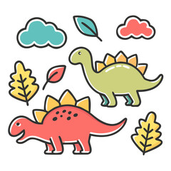 Funny green cartoon tyrannosaurus rex dinosaur character drawing vector illustration