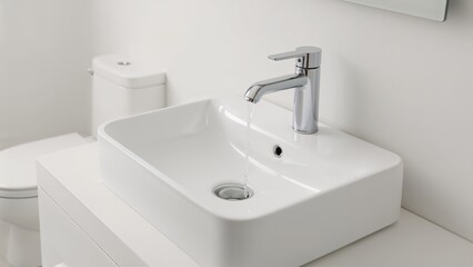Fototapeta premium White washbasin paired with faucet