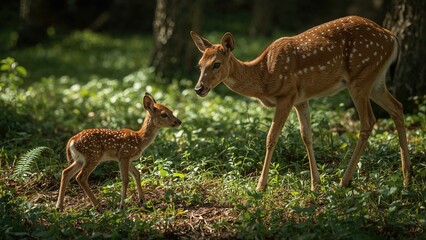 Fawn of a fallow deer in natural habitat