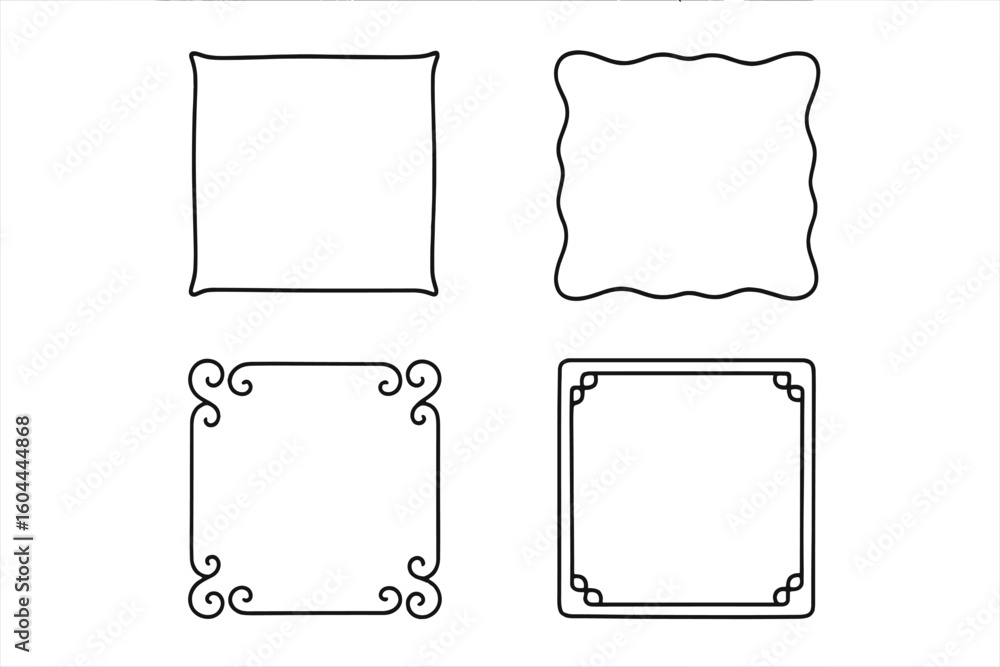 Aufkleber set of square frames. collection of decorative line art borders. vector graphic design elements. ele