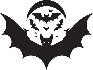 halloween bat and bats silhouette vector style minimalist white background	