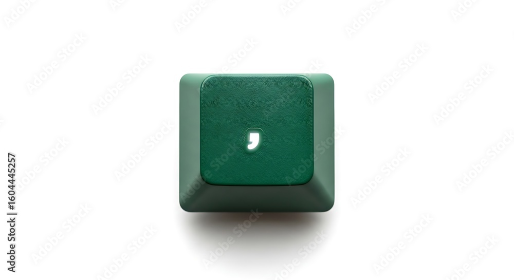 Poster close-up of a single green keyboard key with a comma