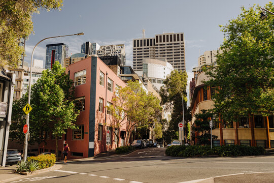 A sunny urban intersection of Hunt and Commonwealth Streets in Surry Hills