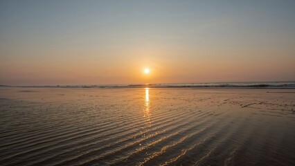 Twilight Radiance Illuminates the Beach at Ebb Tide