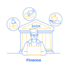 Bank and Finance Vector – Digital Banking, Financial Planning, Money Transfer, Personal Finance, Budgeting