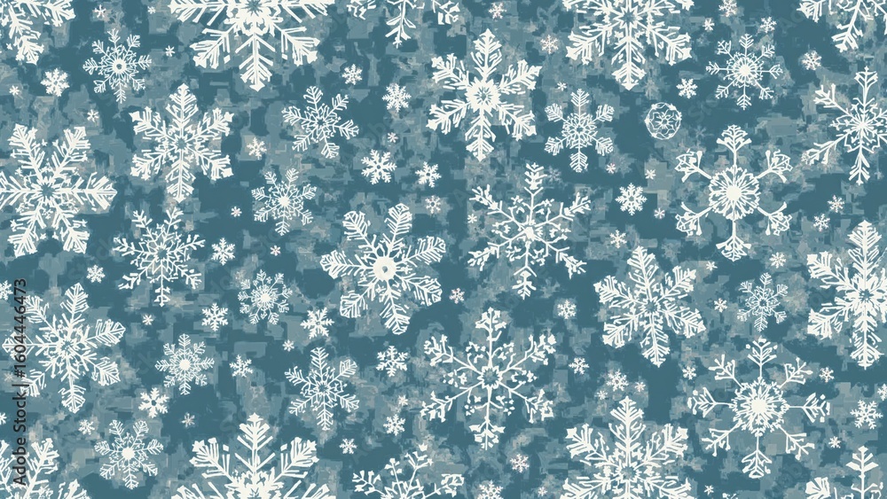 Poster handcrafted snowflakes in a continuous pattern ideal for winter-themed designs and festive backgroun