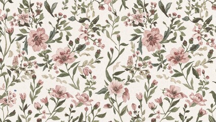 Abstract floral illustration rendered in watercolor style, ideal for seamless wallpaper and packaging layouts.