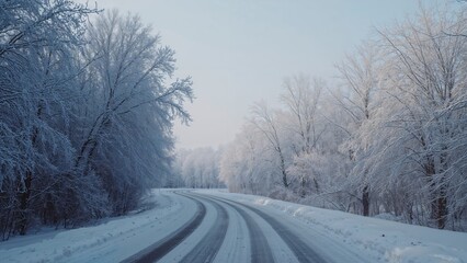 Experiencing a Snow-Laden Street Flanked by Snowbanks