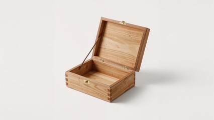 Vacant wooden case set on an isolated backdrop