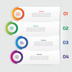4 Steps Gradient Square Infographic Element. Modern and clean design for presentations, reports, and web