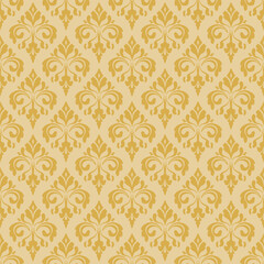 Gold damask seamless pattern vector for wallpaper, this damask pattern vector is ideal for textiles, packaging and elegant damask pattern vector prints