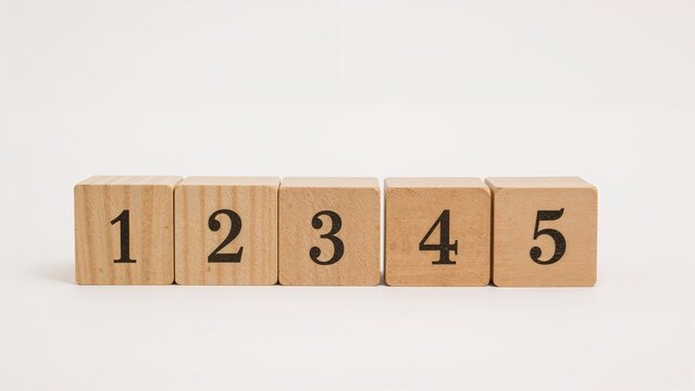 All five blocks have digits ranging from 1 to 5 on them.