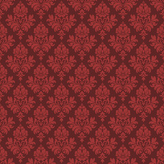 Red damask seamless pattern vector for wallpaper, this damask pattern vector is ideal for textiles, packaging and elegant damask pattern vector prints