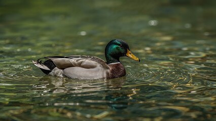 Waterbird paddling in a serene aquatic habitat