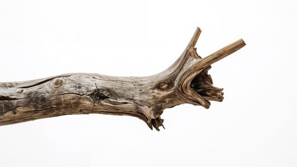 Fototapeta premium Dead twig set apart on a plain white surface