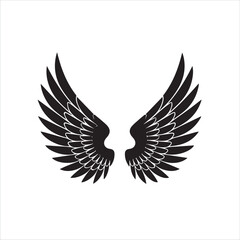 Fototapeta premium Stylized black angel wings illustration on white background