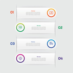 4 Steps Gradient Square Infographic Element. Modern and clean design for presentations, reports, and web