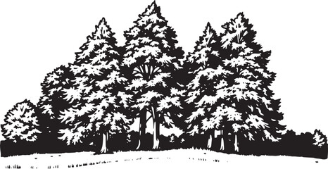 Fototapeta premium Forest landscape. Hand drawn vector illustration
