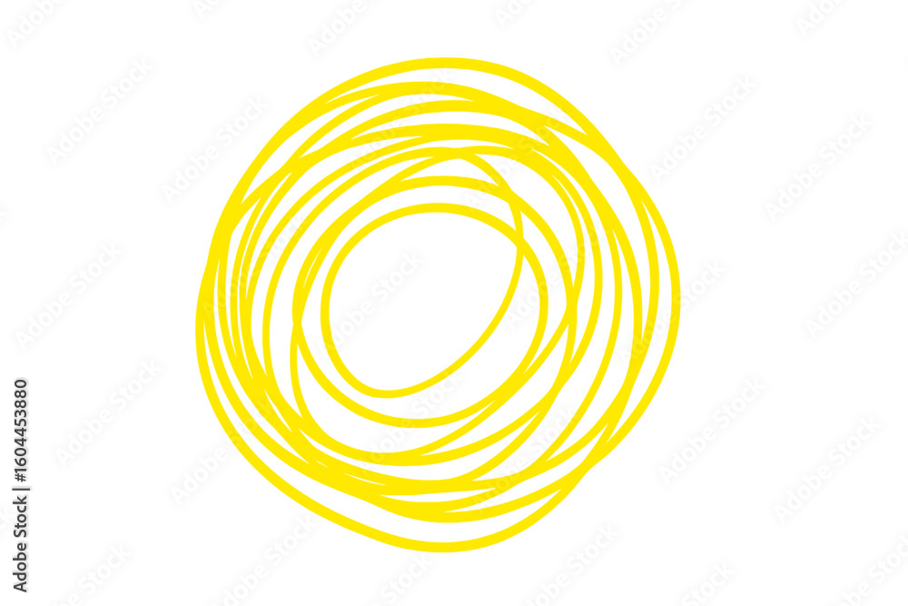 Poster yellow scribble circle. hand-drawn highlighter marker effect. abstract doodle sketch for emphasis. m