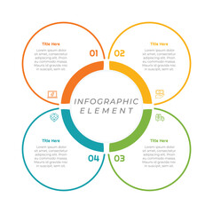 4 Steps Outline Circle Infographic Element. Modern and clean design for presentations, reports, and web