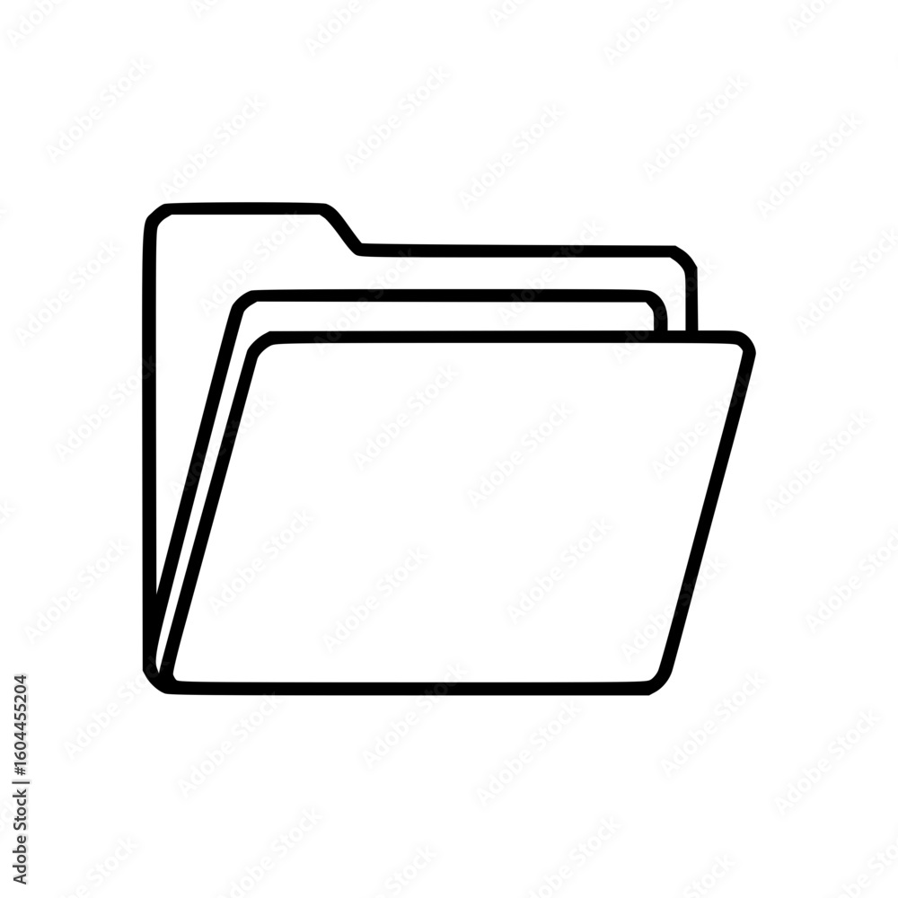 Aufkleber outline icon of an open folder concept of outline icon