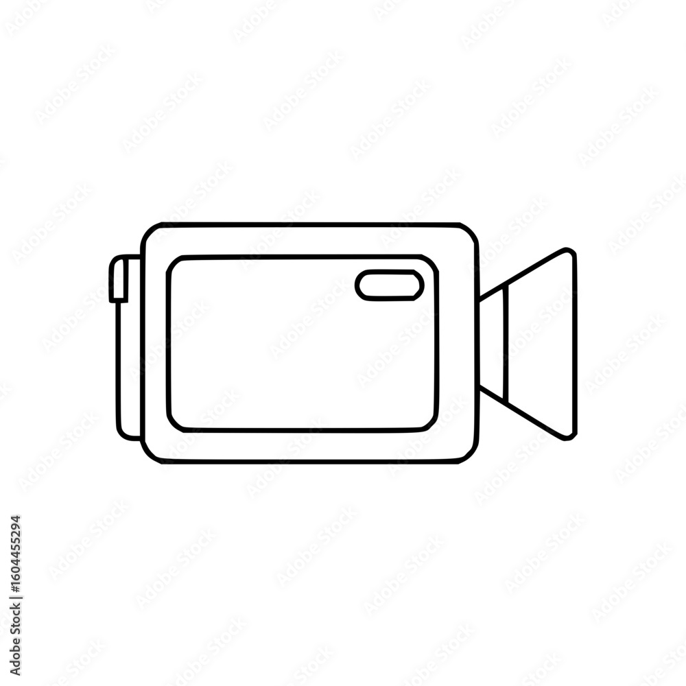 Poster outline icon of a video camera in a minimalistic style, thin outline