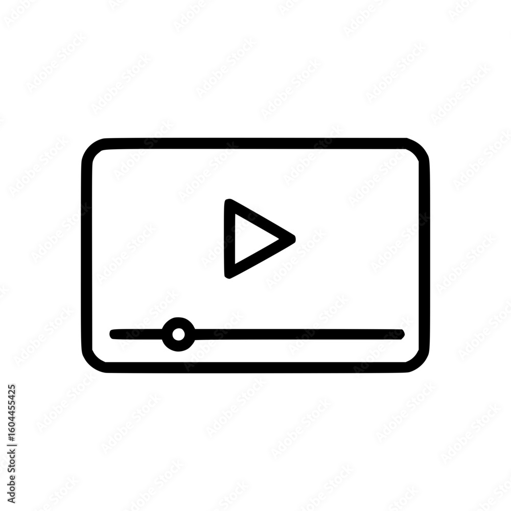 Poster video player interface icon design with play button and slider, medium outline