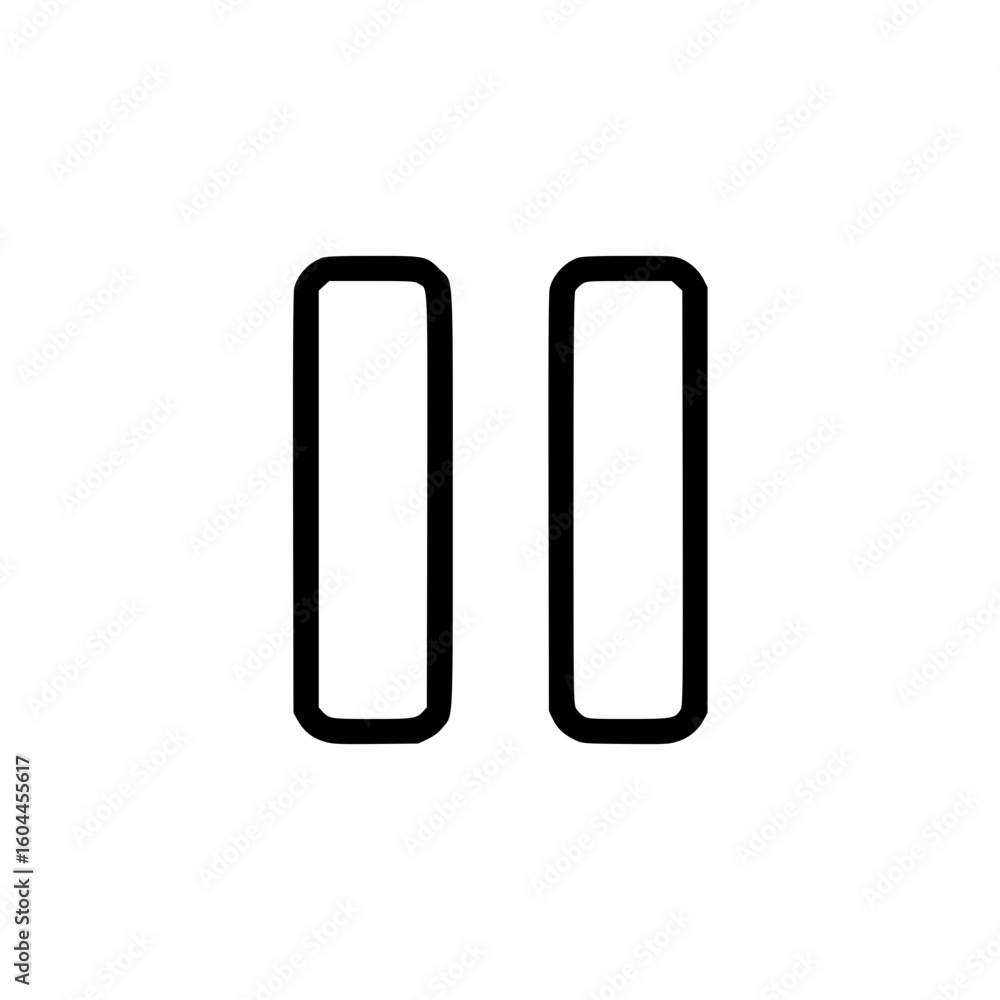 Poster outline icon representing pause function in digital media