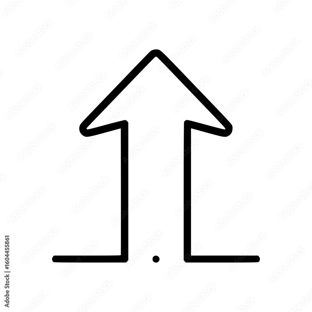 Poster outline icon of an upward arrow with a dotted point below