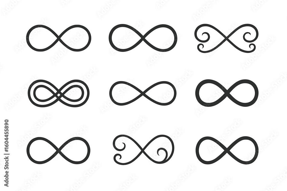Poster infinity symbol collection vector set minimalist line art decorative mathematical signs endless loop
