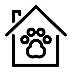 Pet with home line icon – editable stroke symbol for paw care, animal shelter, and pet-friendly house.