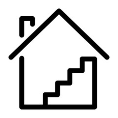Stairs inside home line icon – editable stroke symbol for interior design, multilevel house layout, and architectural access.