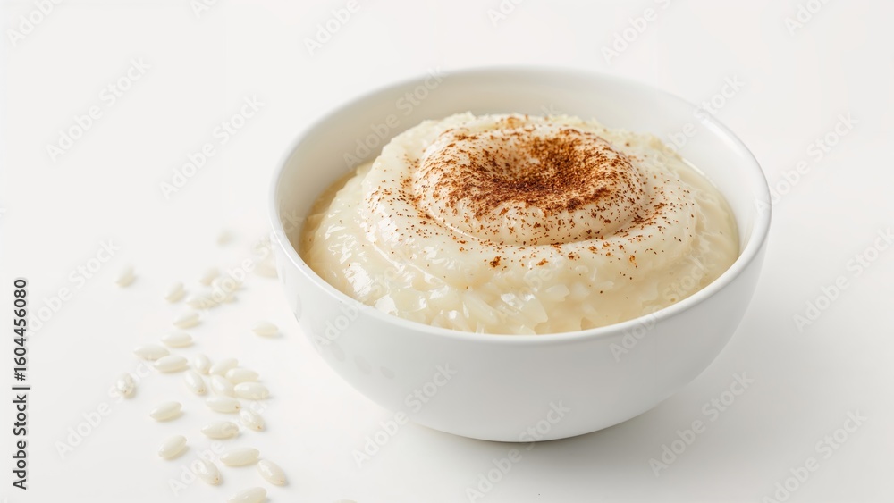 Aufkleber rice pudding with a hint of cinnamon displayed on a plain white surface