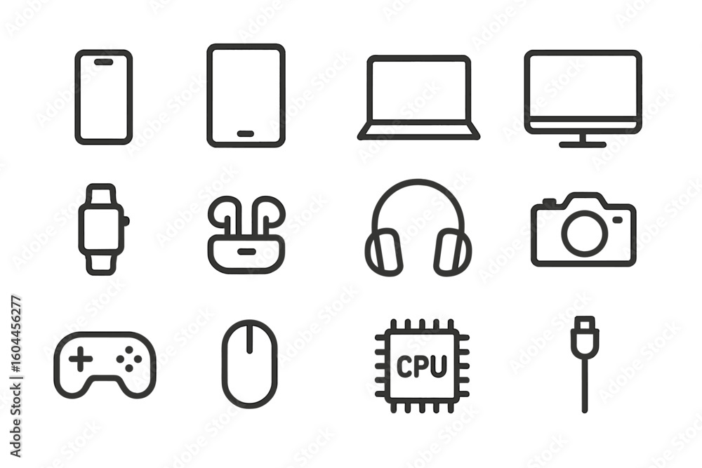 Fototapete minimalist technology icons collection digital design elements vector illustration set modern tech s