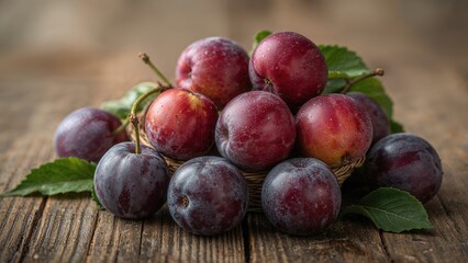 Vibrant raw plums representing healthy diet and nutrition