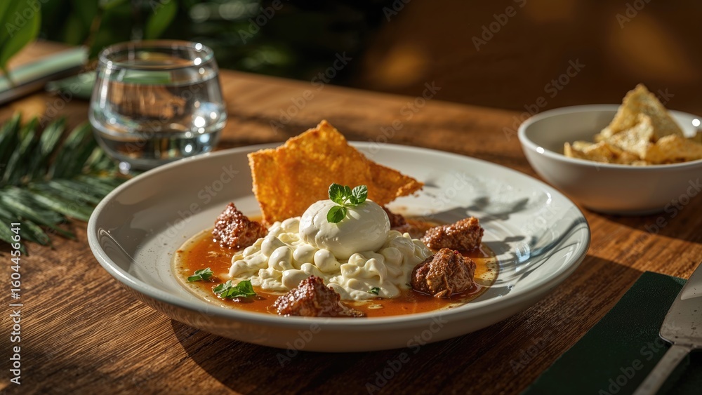 Poster rich sour cabbage cream mixed with cream cheese and a hint of sweet and sour brine, finished with pu