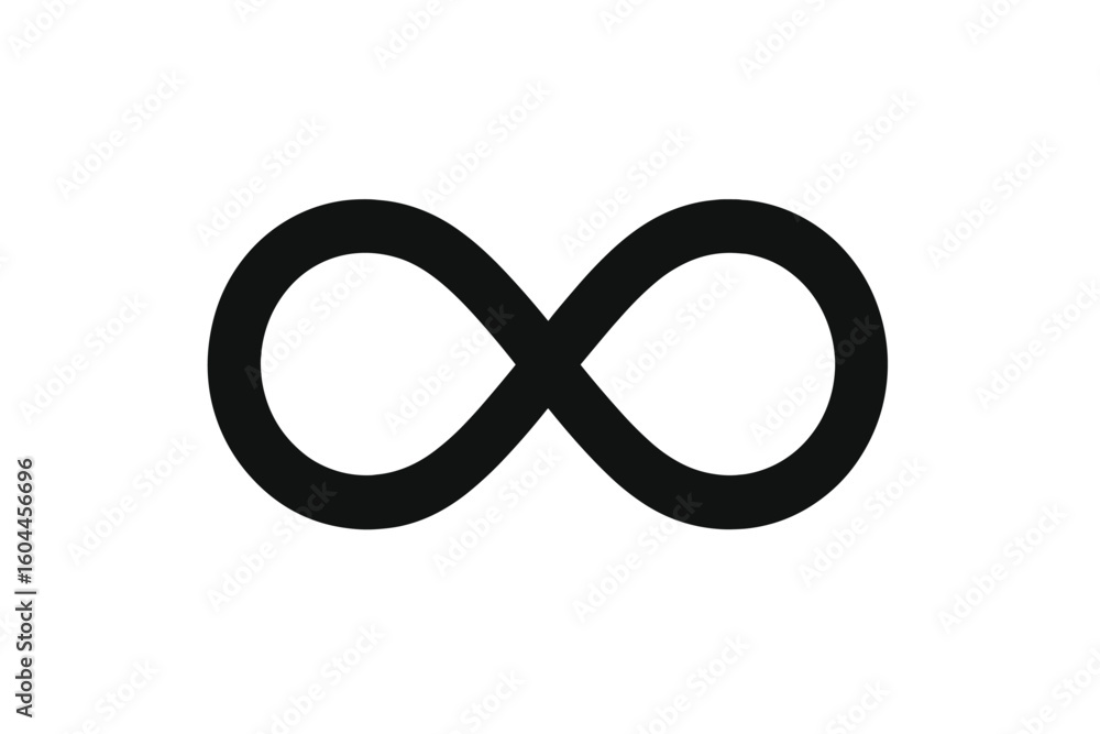 Poster infinity symbol vector illustration, dark gradient background, endless loop icon for logo design, br