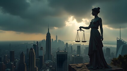 Fototapeta premium woman in the storm , holding scale 