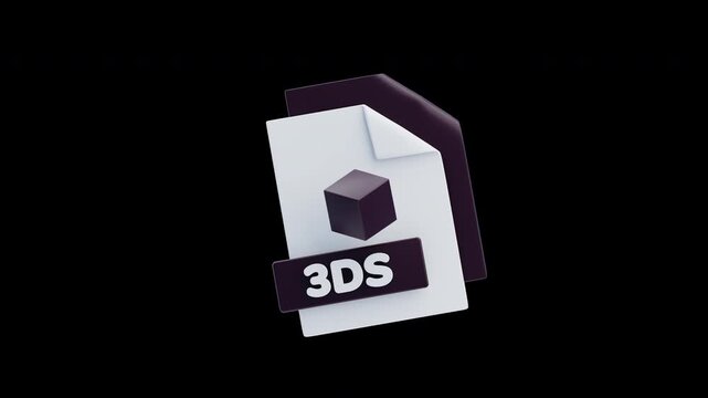 3D Animation of 3DS File 3D Icon. File Format Concept