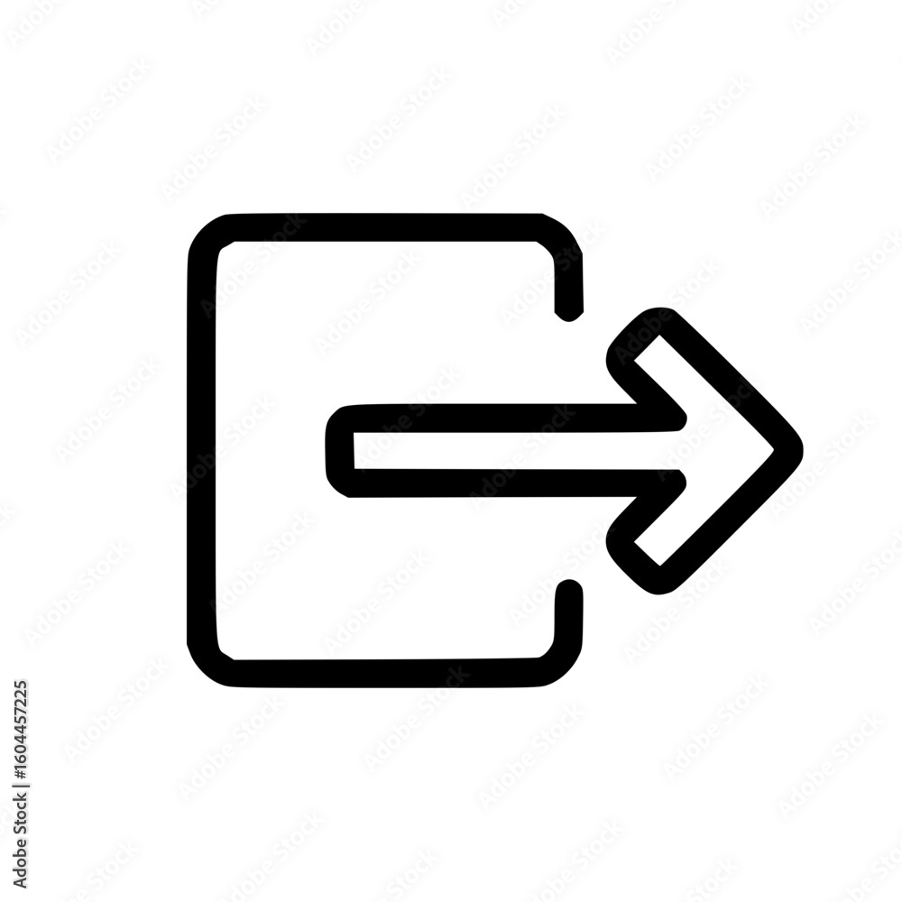 Poster outline icon of exit symbol in minimalist design