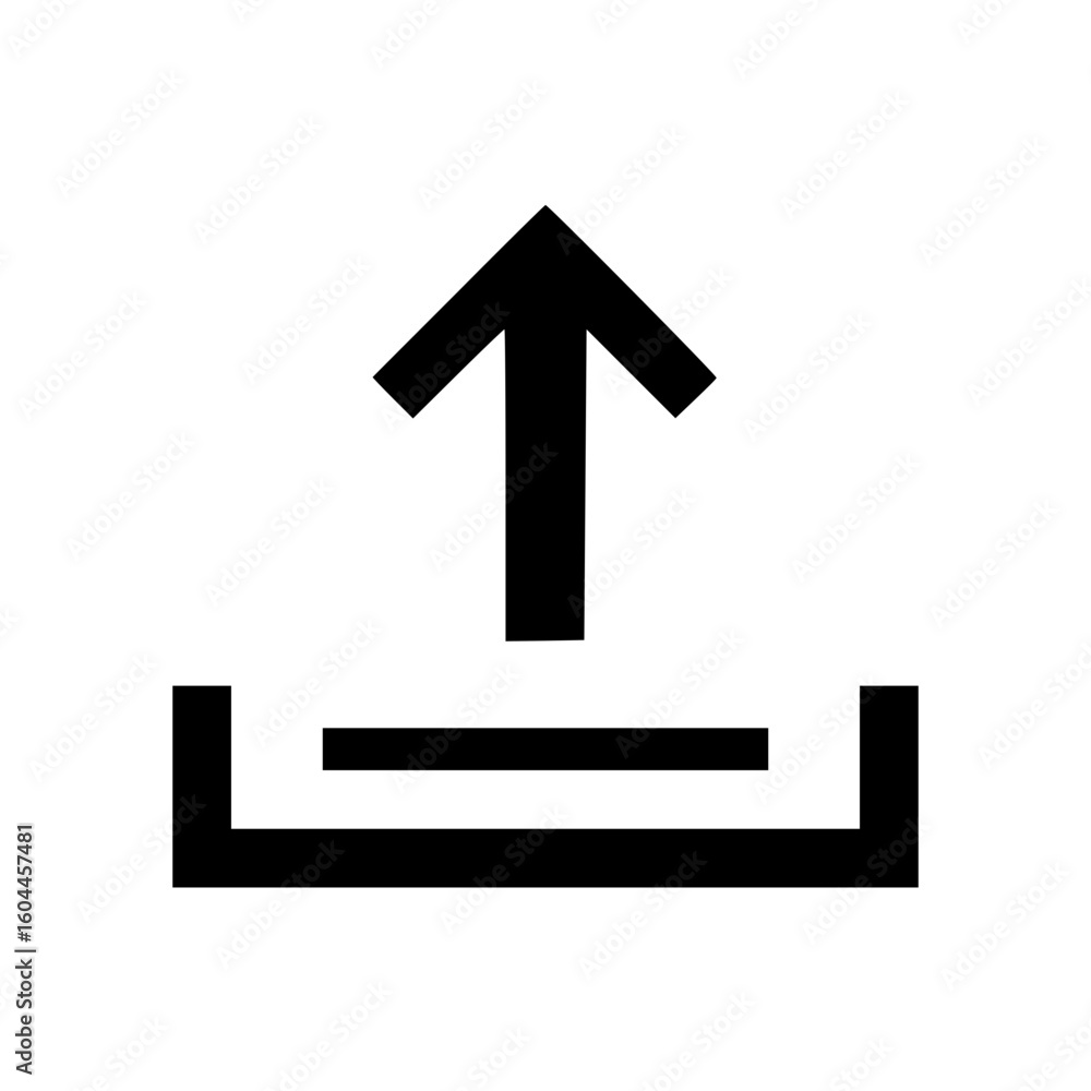 Poster upload icon with arrow pointing upwards in a minimalist style