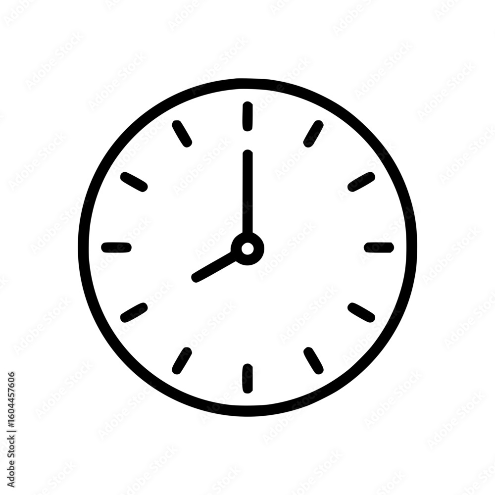 Poster outline clock icon in simple design representing time concept
