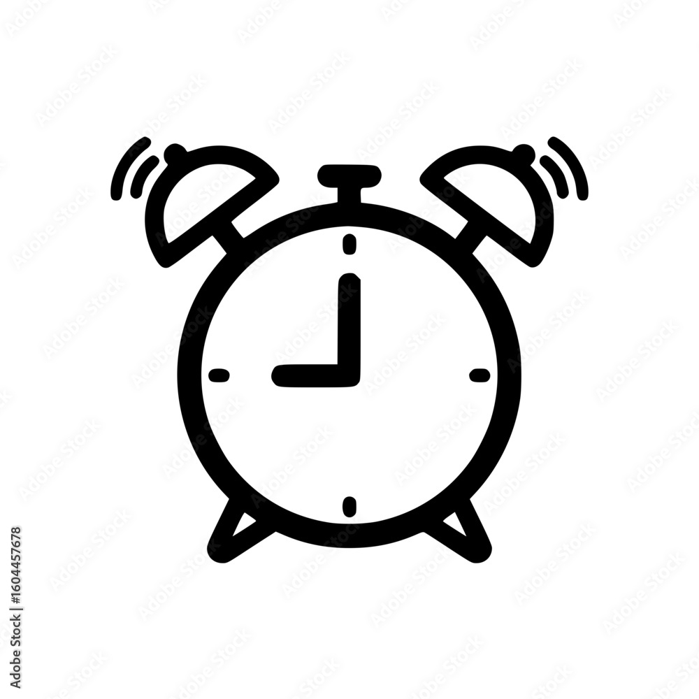 Poster alarm clock outline icon in minimalistic design