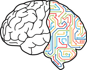 Circuit board designs resembling human brains showcase technology and Artificial intelligence