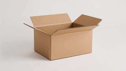 Focused shot of a brown carton opened on a white surface