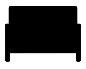 Solid black silhouette of a rectangular bed frame with low legs